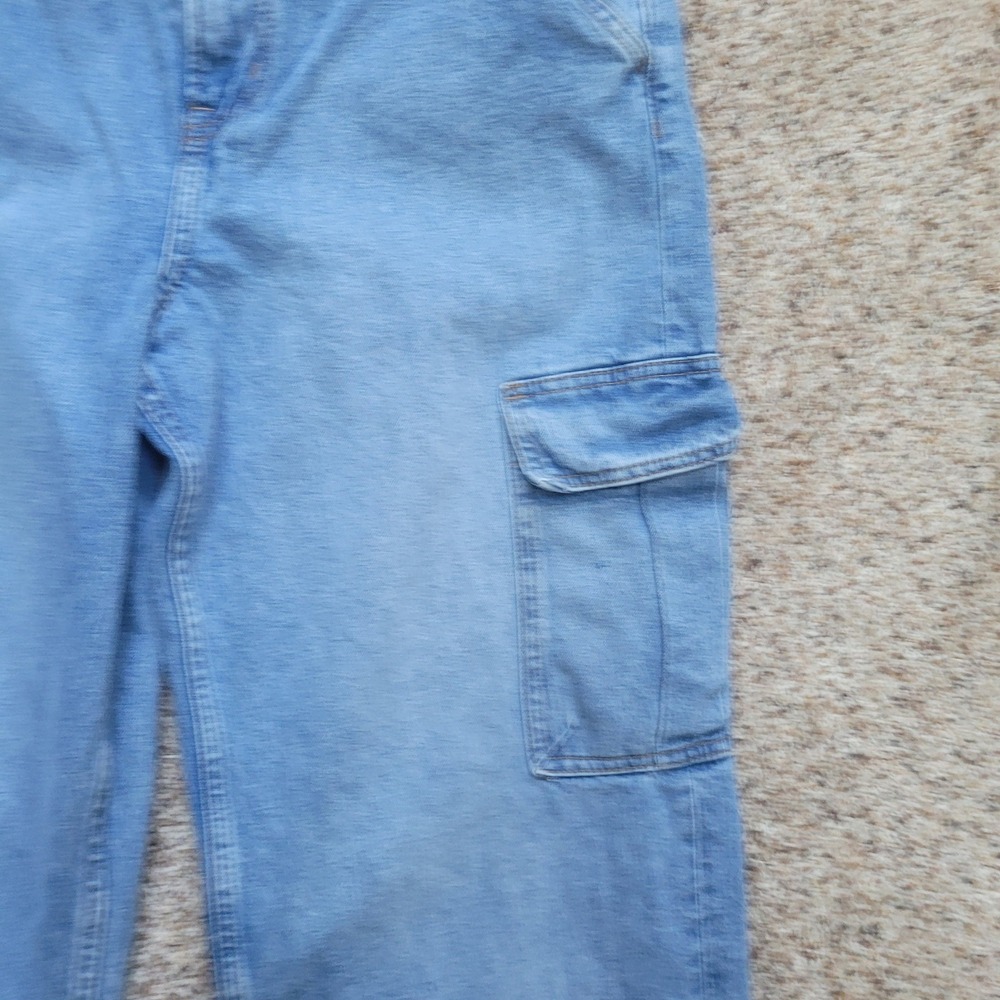H&M Divided Women Light Wash Wide Leg Cargo Carpenter Jeans 8 - Picture 4 of 10